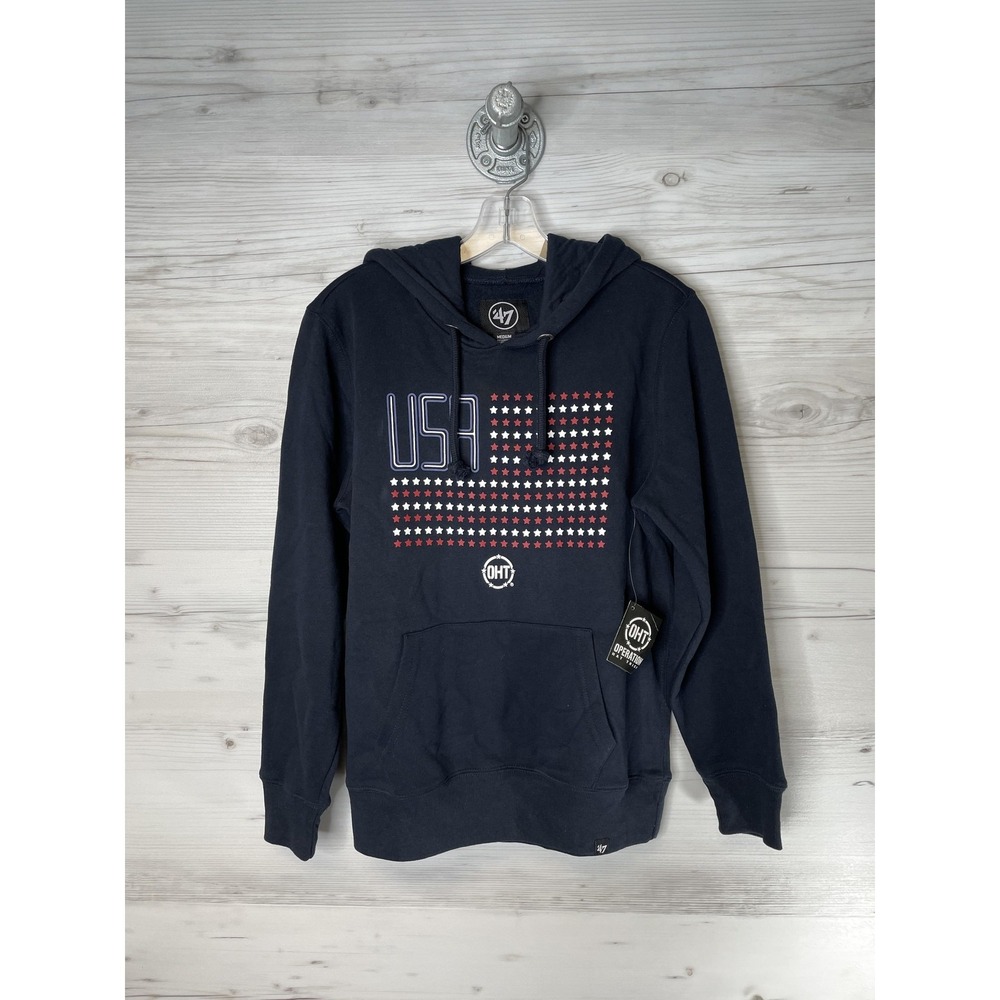 '47 Headline Pullover Hoodie Womens Medium Navy USA Flag OHT Operation Hat Trick